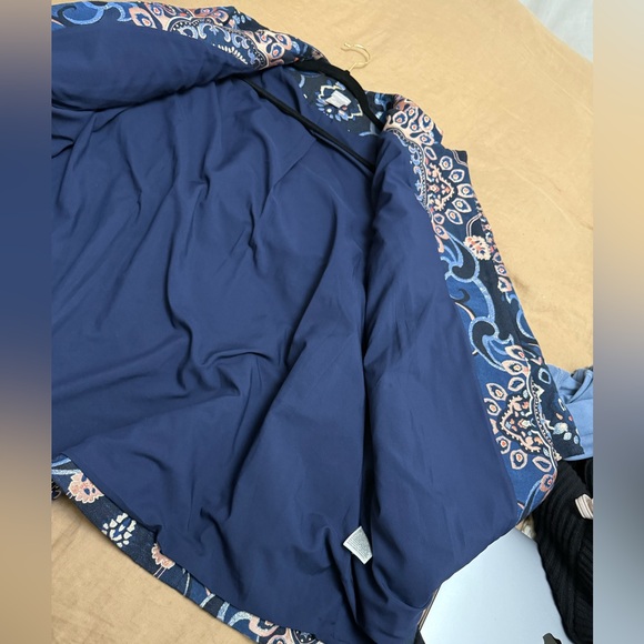 CHICOS 4 (US 20/22)jacquard embroidered topper jacket blue metallic lined boho - Picture 12 of 15
